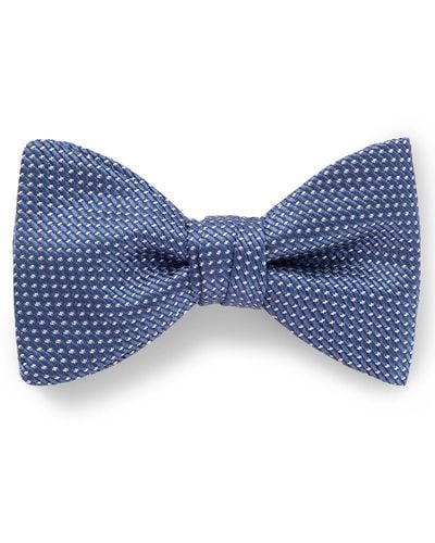 HUGO Silk-blend Bow Tie With Woven Pattern - Blue
