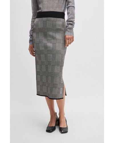 BOSS Pencil Skirt In Knitted Jacquard - Grey
