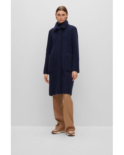 BOSS Formal Coat In A Wool-rich Blend - Blue