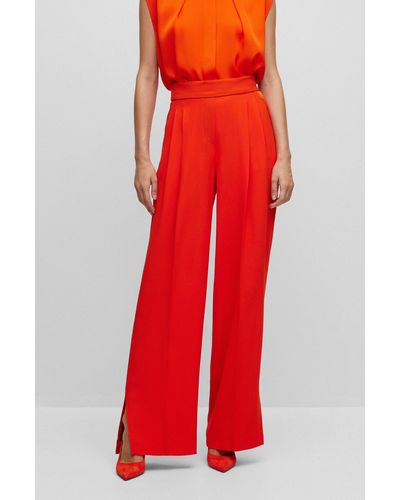 BOSS Relaxed-fit High-waisted Trousers With Wide Leg - Red