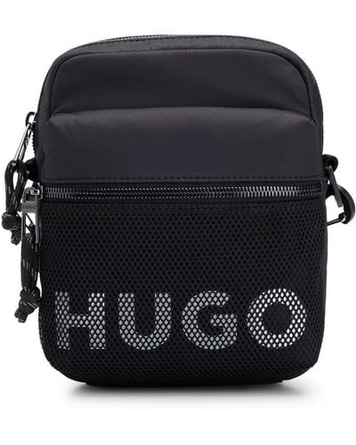 HUGO Reporter Bag With Contrast Logo And Mesh Overlay - Black