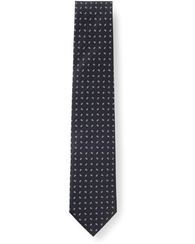 BOSS Silk-blend Tie With Jacquard Pattern - Blue