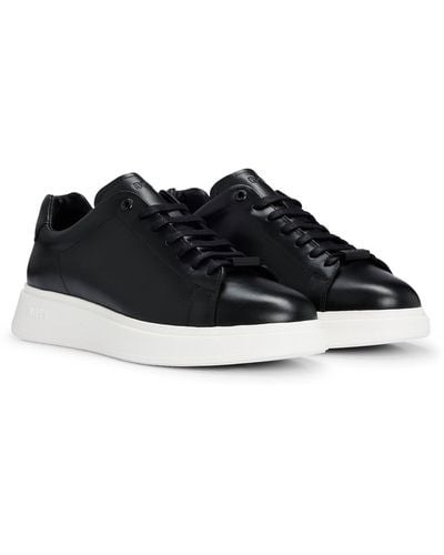 BOSS Bulton Runn Polished Leather Sneakers With Rubber Outsole Nos - Black