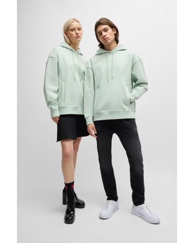 HUGO Cotton-terry All-gender Hoodie In A Relaxed Fit - Green