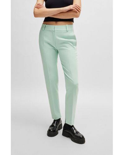 HUGO Slim-fit Pants With Slit Hems - Green
