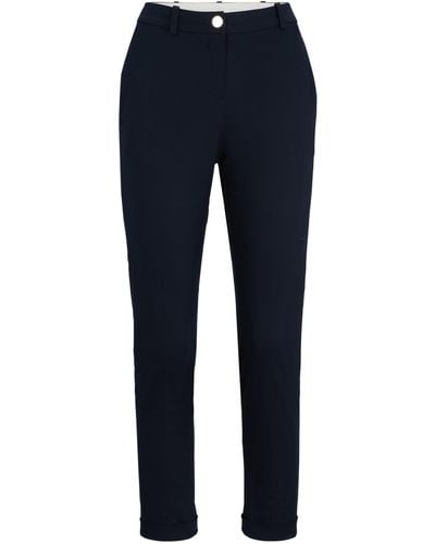 BOSS Regular-Fit Hose aus elastischem Baumwoll-Twill - Blau