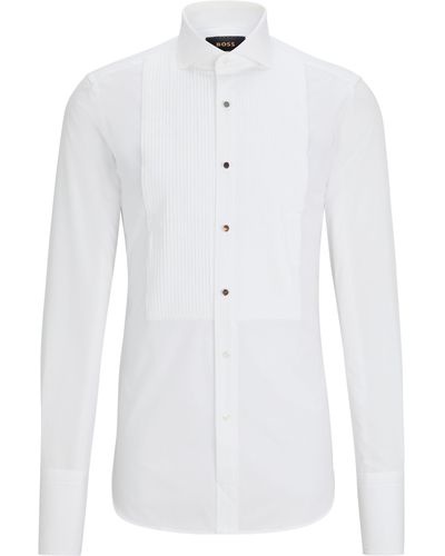 BOSS by HUGO BOSS Slim-Fit Smokinghemd aus italienischer Baumwoll-Popeline - Weiß