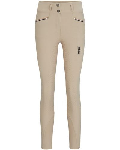 BOSS Equestrian Full-grip Breeches In Power-stretch Material - Natural