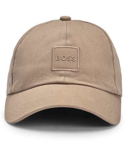 BOSS Cap aus Baumwoll-Twill mit tonalem Logo-Aufnäher - Natur