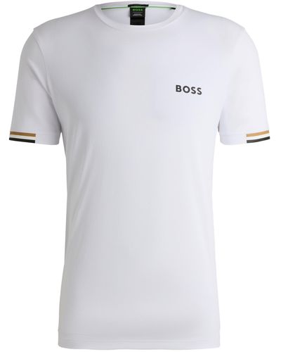 BOSS X Matteo Berrettini T-shirt Van Wafelmateriaal Met Kenmerkend Gestreept Artwork - Wit