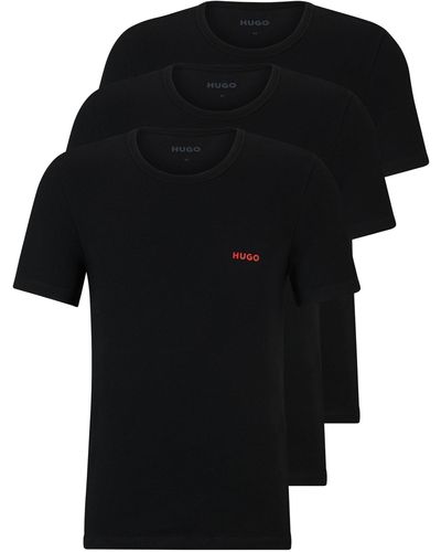 HUGO Paquete de tres camisetas interiores de algodón con logos - Negro