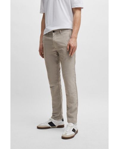 BOSS Slim-fit Chinos In Two-tone Twill - Brown