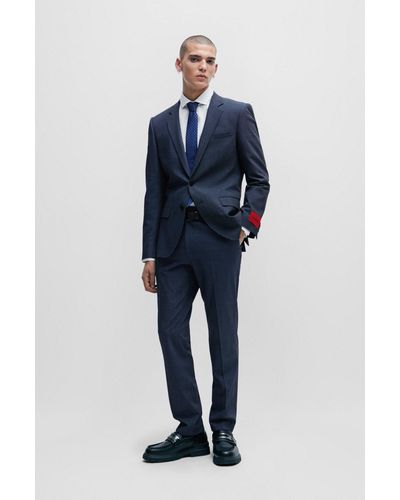 HUGO Slim-fit Suit In Stretch Twill - Blue
