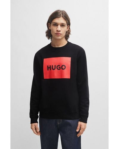 HUGO Cotton-terry Sweatshirt With Logo Detail - Black