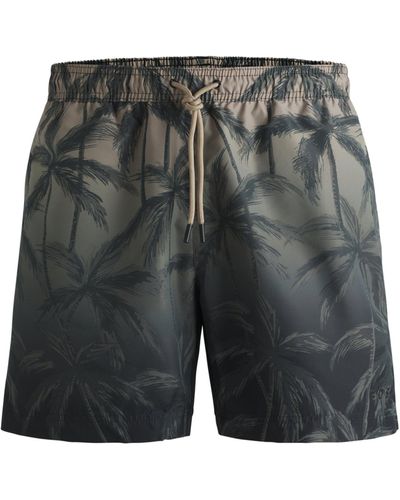 BOSS Quick-dry Swim Shorts With Seasonal Print - Gray