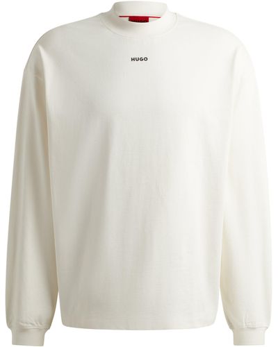 HUGO Relaxed-fit T-shirt Van Katoenen Jersey Met Logoprint - Wit
