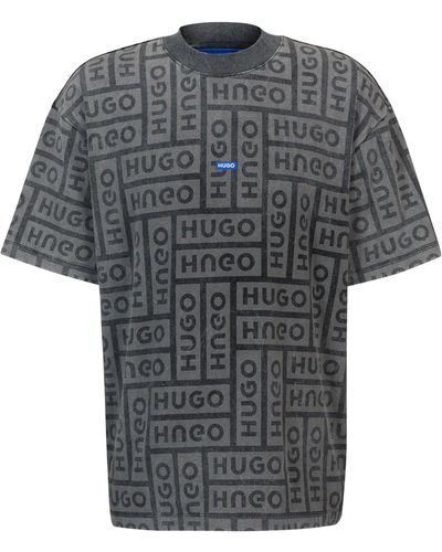 HUGO T-shirt Van Katoenen Jersey Met Logo's In Laserdruk - Meerkleurig