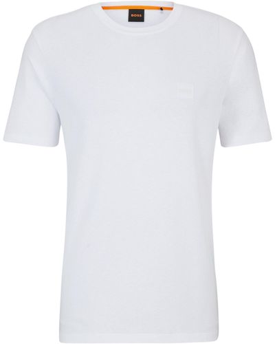 BOSS T-shirt Van Katoenen Jersey Met Logopatch - Wit