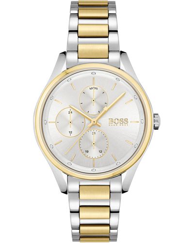 BOSS Two-tone Watch With Crystals And Link Bracelet Women's Watches - Metallic