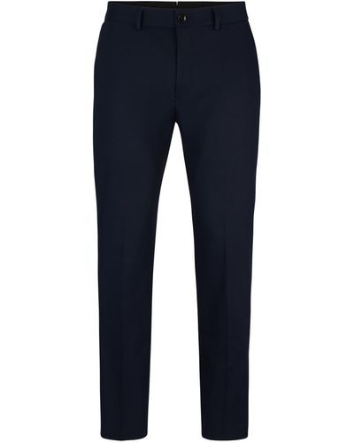 BOSS Slim-Fit Hose aus Stretch-Baumwolle mit Seiden-Anteil - Blau