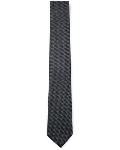 BOSS Cravate en jacquard de soie à micro motif intégral - Blanc