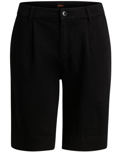 BOSS Relaxed-Fit Shorts aus Stretch-Baumwolle mit hohem Bund - Schwarz