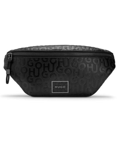 HUGO Belt Bag With Framed And Stacked Logos - Black