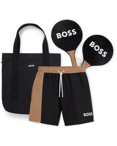 BOSS Set mit Beachball-Ausrüstung, Badeshorts und Tasche - Schwarz