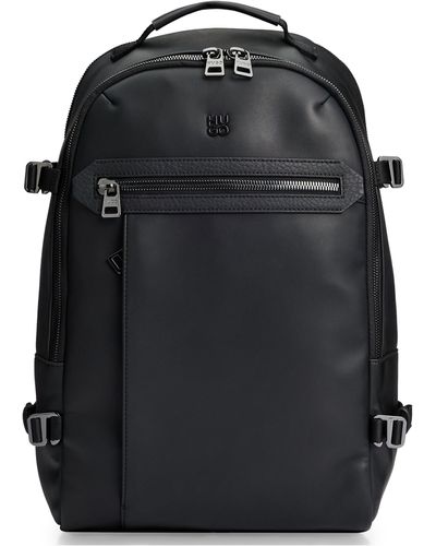 BOSS - Bonded-leather backpack with branded polished hardware