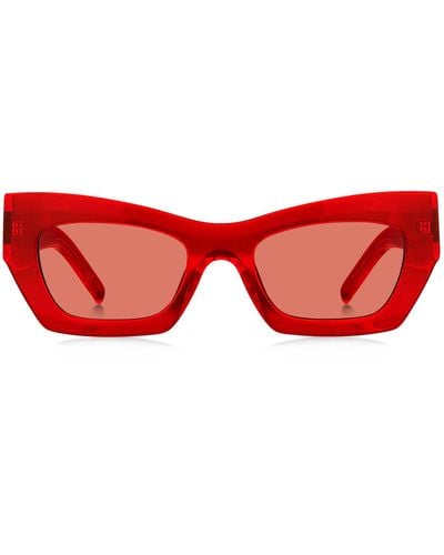 BOSS Sonnenbrille aus rotem Acetat mit charakteristischen Metalldetails