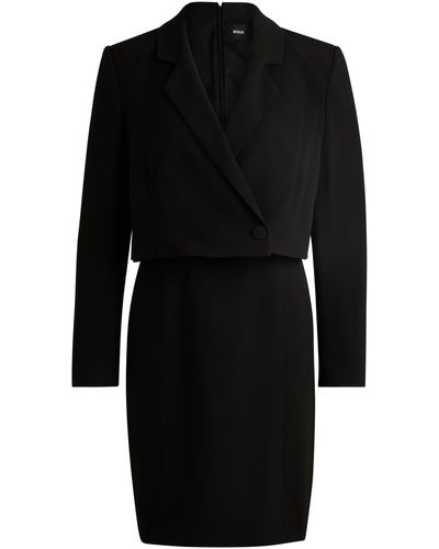 BOSS Tailored Dress In Matte Fabric - Black