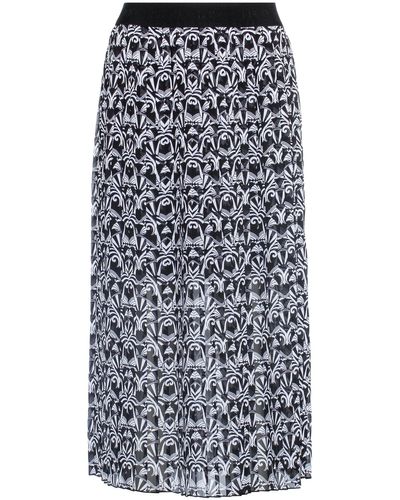 HUGO Plissé Midi Skirt In Recycled Fabric With Bear Print - Black