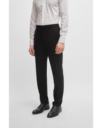 BOSS Regular-fit Trousers In Virgin-wool Serge - Black