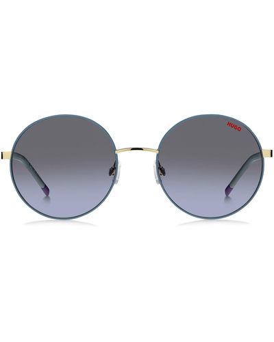 HUGO Sonnenbrille aus Metall mit Bügeln aus Edelstahl - Blau