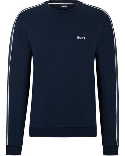 BOSS Regular-fit Sweatshirt Met Logostiksel Van Een Katoenmix - Blauw