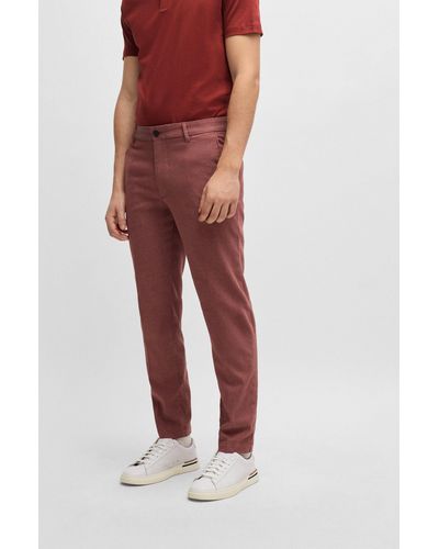 BOSS Pantalon Regular Fit en twill de coton mélangé - Rouge
