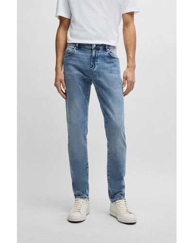 BOSS Slim-fit Jeans In Blue Cashmere-touch Denim