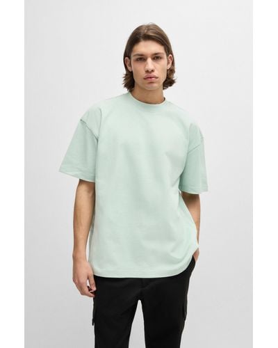 HUGO Oversized-fit All-gender T-shirt In Cotton With Logo Label - Green
