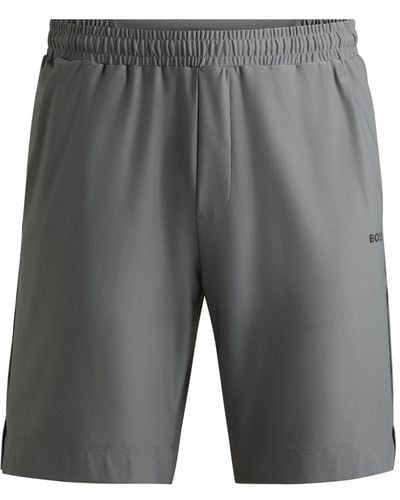 BOSS Quick-dry Shorts With Decorative Reflective Logo - Grey