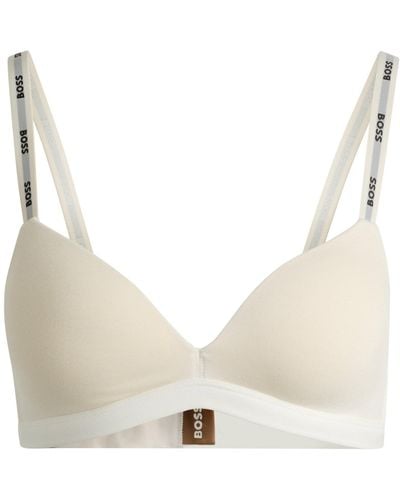 BOSS Stretch-jersey Triangle Bra With Logo Straps - Natural
