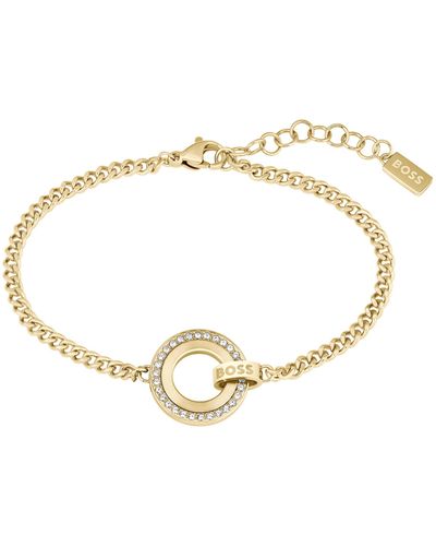 BOSS Bracelet chaîne doré avec anneau serti de strass - Métallisé