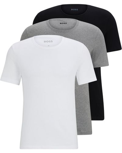 BOSS Lot de trois t-shirts en coton à logo brodé - Multicolore