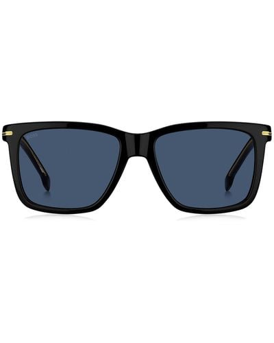 BOSS Sonnenbrille aus schwarzem Acetat mit charakteristischen Metalldetails - Blau