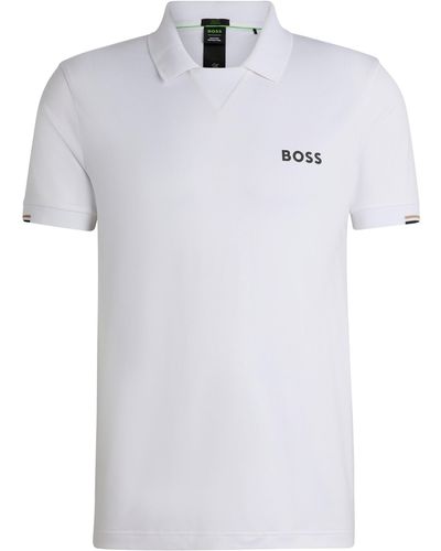 BOSS X Matteo Berrettini V-insert Slim-fit Polo Shirt - White
