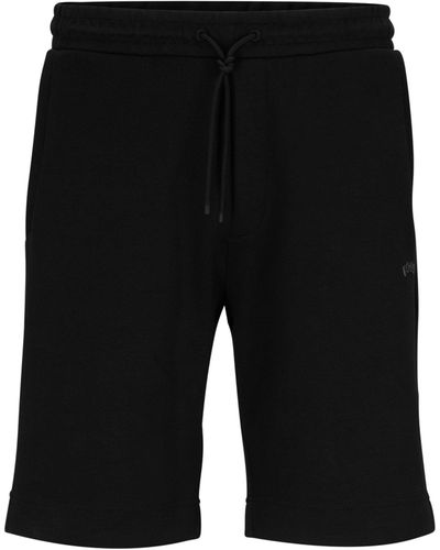 BOSS Regular-Fit Shorts aus verschiedenen Materialien mit geschwungenem Logo - Schwarz