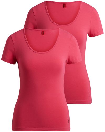 HUGO Zweier-Pack T-Shirts aus Stretch-Baumwolle - Rot