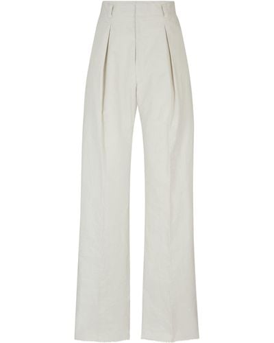 BOSS Pantalon Met Plooien Aan De Voorkant Van Vloeiend Materiaal - Wit