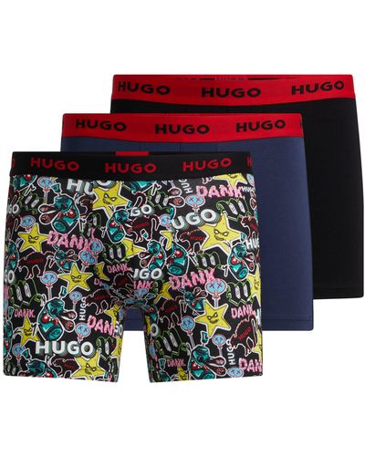 HUGO Set Van Drie Boxershorts Van Stretchkatoen Met Logo's - Rood