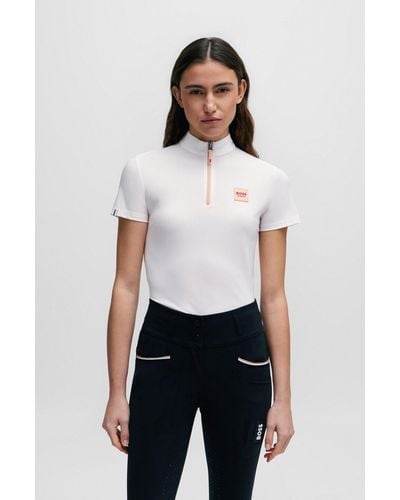 BOSS Equestrian Half-sleeve Training Shirt In Peach - White
