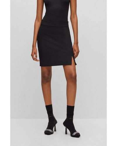 HUGO Slim-fit Mini Skirt With Cut-out Detail - Black